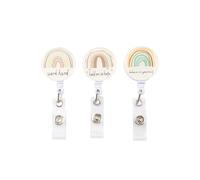 Tabanzhe Retractable Badge Holder-3PCS Badge Reel Clip Heavy Duty Metal Key Ring ID Card Carabiner Holder Clip for Office Teachers Nurse Student(Style B)