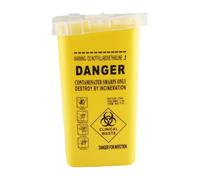 Tabanzhe Sharps Bin 1L Small Yellow Needle Disposal Container for Tattoo Use, Travel Safe Lock Sharps Box for Home Waste Management