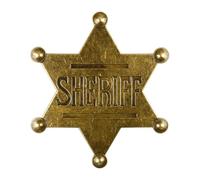 Tabanzhe Sheriff Badge Star Pin, Vintage Metal Western Cowboy Sheriff Star Brooch, Hexagonal Alloy Police Badge for Halloween Costume, Fancy Dress & Western Party
