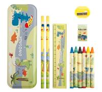 Tabanzhe Stationery Sets,Cute School Stationery Gift Set with 1 Pencil Case,2 Pencils,6 Crayons,1Ruler,1Pencil Sharpener,1 Eraser(Dinosaur)