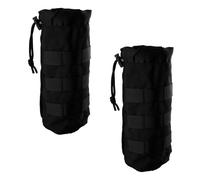 Tabanzhe Tactical Water Bottle Pouch-2PCS Molle Bottle Holder Military Drink Cup Container Carrier with Drawstring Top Bottle Protector for Outdoor Training Hiking Cycling Camping(Black)