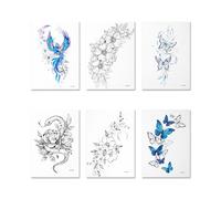Tabanzhe Temporary Tattoos 6 Sheets Extra Large Sexy Flowers Butterfly Tattoo Stickers Waterproof Fake Tattoos for Women Men Body Arm Neck Face