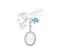 Tabanzhe Wedding Bouquet Photo Charm - Personalized Oval Pearl Bridal Memory with 'You Are Always in My Heart' for Anniversaries and Engagements