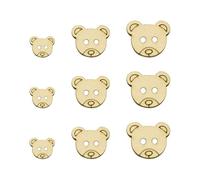 Tabanzhe Wooden Teddy Bear Buttons - 120PCS 2-Hole Sewing Buttons for Knitted Clothes, DIY Crafts and Handmade Decor
