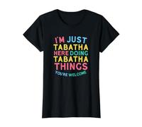Tabatha Here Doing Tabatha Things Funny Tabatha Name Value Graphic T-Shirt, Women, Black, M