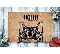 Tabby Cat Bengal Cat Peeking Doormat,Welcome Mats,Funny Doormats,Funny Gifts,Non Slip Floor Mat for Home Bathroom Kitchen Entrance 30X18 Inch