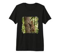 Tabby Cat Climbing Tree Forest Woodland Scene Premium T-Shirt