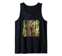 Tabby Cat Climbing Tree Forest Woodland Scene Tank Top