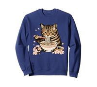 Tabby Cat Eating Ramen Noodles Japanese Cherry Blossom Cat Sweatshirt