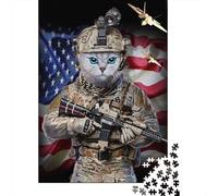 Tabby Cat Elite Soldier 1000-Piece Puzzle for Adults, 38x26cm/1000pcs; White Card Pieces for Easy Sorting; to Finish in A Few Relaxed Sessions