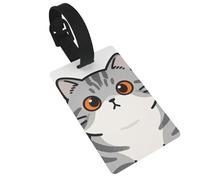 Tabby Cat Face Luggage Tags for Suitcases - Durable PVC ID Tags with Detachable Straps for Travel, Backpack, Golf Bag, Anti-Loss