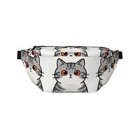 Tabby Cat Face Running Waist Pack-No-Bounce Phone Holder for Gym, Waterproof Crossbody Bum Bag with Adjustable Strap