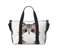 Tabby Cat Face Travel Duffle Bag-Lightweight Carry On Weekender for Men Women, Waterproof Overnight Bag for Gym Weekend Trips
