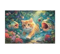 Tabby Cat Floral 1000 Piece Jigsaw Puzzle for Adults Teens Happy Time Jigsaw After Gym Relaxation Brainteaser Puzzle for Fitness Lovers Stress 1000 PCS