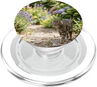 Tabby Cat Garden Path Floral Scene PopSockets PopGrip for MagSafe
