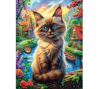 Tabby Cat in A Magical Forest 1000 Piece Jigsaw Puzzle for All Ages Science Fiction Magical Dream Thanksgiving Gift Idea Family Time Durable Cardboard Home Decor Accent 1000 PCS