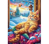 Tabby Cat in Cozy Room 500-piece Jigsaw Puzzle Set For Adults Teens 14+ Logic Skill Indoor Game Family Game Night Summer Recycled Cardboard 500 PCS