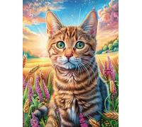 Tabby Cat in Flower Garden 300-piece Jigsaw Puzzle Set Mitos Cuento De Hadas For Adults Teens 14+ Logic Skill Indoor Game Family Game Night Summer Thick Cardboard 300 PCS