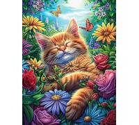 Tabby Cat in Magical Forest 300 Piece Premium Jigsaw Puzzle Fairy Tale Cute Animal Adult Jigsaws Brain Training Hobby Home Decor Winter Gift Unique Shaped Eco Friendly Material 300 PCS