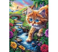 Tabby Cat in Magical Forest 500 Piece Pack Classic Jigsaw Puzzle Couple Puzzle Partners Ultra Difficult Wall Decor Easter New Year Creativity & Gift Giving 500 PCS