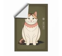 Tabby Cat in Pink Collar Modern Unframed Wall Art Print A2 (59.4×42cm),