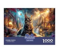 Tabby Cat Jigsaw Puzzles Puzzle for Adults Kids. 1000 Piece Cozy Cottage Whimsical Challenge Toy Home Decoration for Gifts 70x50cm/1000pcs