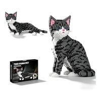 Tabby Cat Micro Building Blocks Set, 2302 PCS Animal Building Bricks Model Toy Kit, DIY Animal Cat Mini Brick Model Set, Gifts for Adults and 14+Teens