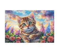 Tabby Cat Nature 1000 Piece Jigsaw Puzzle for Adults Jigsaw Weekend Parent Activity After Work Stress Relief Vibrant Artwork Home Wall 1000 PCS
