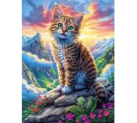 Tabby Cat on A Rocky Peak 1000 Piece Jigsaw Puzzle Pack Scenery Science Fiction Teens Beginners Cognitive Development Puzzle Fans Group Play Anniversary Recycled Cardboard 1000 PCS