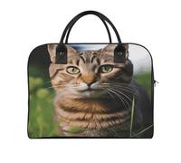 Tabby Cat on The Grass Laptop Tote Bag Casual Travel Handbag Multi Pocket Shoulder Bags for Work Travel