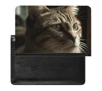 Tabby Cat Passport Holder with 3 Card Slots, Portable PU Leather Travel Wallet, Slim Protective Cover for Passport, ID, Credit Cards