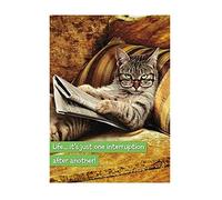 Tabby Cat Reading Newspaper Any Occasion Humour Card