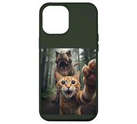 Tabby Cat Selfie Escape from Dinosaur Funny for Teens Adults Case for iPhone 12 Pro Max