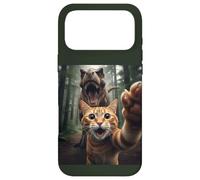 Tabby Cat Selfie Escape from Dinosaur Funny for Teens Adults Case for iPhone 17 Pro Max