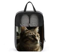 Tabby Cat Shoe Bag Waterproof & Breathable Shoe Pouch for Travel, Portable Carry Case for Sports Sneakers, Gym, Vacation