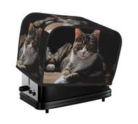 Tabby Cat Toaster Cover 2 Slice, Waterproof Bread Machine Covers with Pockets Universal Size Kitchen Small Appliance Cover with Handle, Dust and Fingerprint Protection