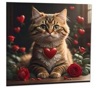 Tabby Cat Valentines Day Card Cute Cat Love Heart Anniversary Card 145mm x 145mm
