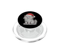 Tabby Cat Winter with Santa Hat PopSockets PopGrip for MagSafe