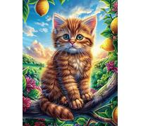 Tabby Cat with An Orange 1000 Piece Complete DIY Jigsaw Puzzle Science Fiction Magical Dream Collectors Mind Relaxation Educational Decorative Puzzle Gifts for Adults Wooden Cardboard 1000 PCS