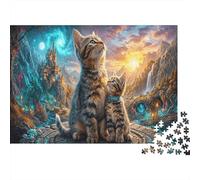 Tabby Cats 1000 Pcs Recycled Cardboard Castle Valley DIY Jigsaw Puzzle Castle Valley Gift Cognitive Stimulation Group Activity Home Decor 38x26cm/1000pcs