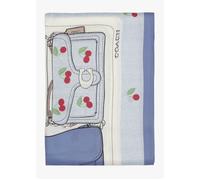 Tabby Cherry Denim Red Silk Scarf - Denim Fabric / One Size