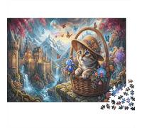 Tabby Kitten 1000 Pcs Recycled Cardboard DIY Jigsaw Puzzle Gift Medieval Castle for Him/Her Cognitive Stimulation Group Activity 52x38cm/1000pcs
