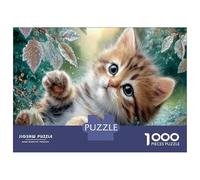 Tabby Kitten 1000 Piece Cardboard Jigsaw Puzzle Dewy Forest Floor for Adult Stress Relief Seekers Home Entertainment Unique Pattern 70x50cm/1000pcs