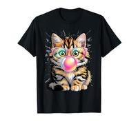 Tabby Kitten Blowing Bubble Gum Cute Cat Kids Graphic T-Shirt