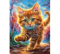Tabby Kitten in A Magical Flower Garden 1000 Piece Jigsaw Puzzle Wildlife Pet For Men Cognitive Development Adults Anxiety Memory Care Mothers Valentines Gift High-grade Rigid Cardboard 1000 PCS