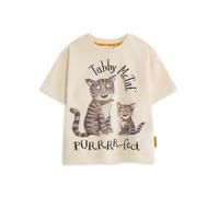 Tabby Mctat Kids Cream Graphic Tee | Unisex Short Sleeve T-Shirt with Cartoon Character Print | Crew Neck Top for Children Merch