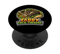 Tabby Taco Tuesday Funny Cat Meme Food Design PopSockets Adhesive PopGrip