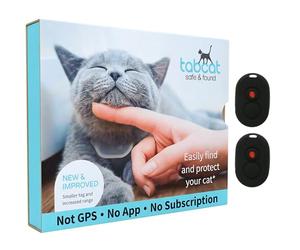 Tabcat V2 Cat & Kitten Tracker - No Subscription | 2 Lightweight Homing Tags, Cases & Tracking Handset | RF Technology, More Accurate than GPS | Track 2 Cats Indoors & Outdoors to 2.5 cm & 150 m Range