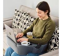 TabCouchCaddy Lap Desk Pillow - Cushioned Lap Pillow for Reading, Gaming, Work & Travel, Soft & Portable Laptop Desk for Bed, Couch, or Car, Ergonomic Support for Laptops & Tablets (Grey)