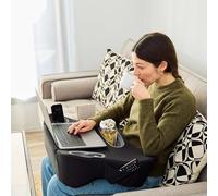 TabCouchCaddy Lap Desk Pillow - Cushioned Lap Pillow for Reading, Gaming, Work & Travel, Soft & Portable Laptop Desk for Bed, Couch, or Car, Ergonomic Support for Laptops & Tablets (Black) (Black)
